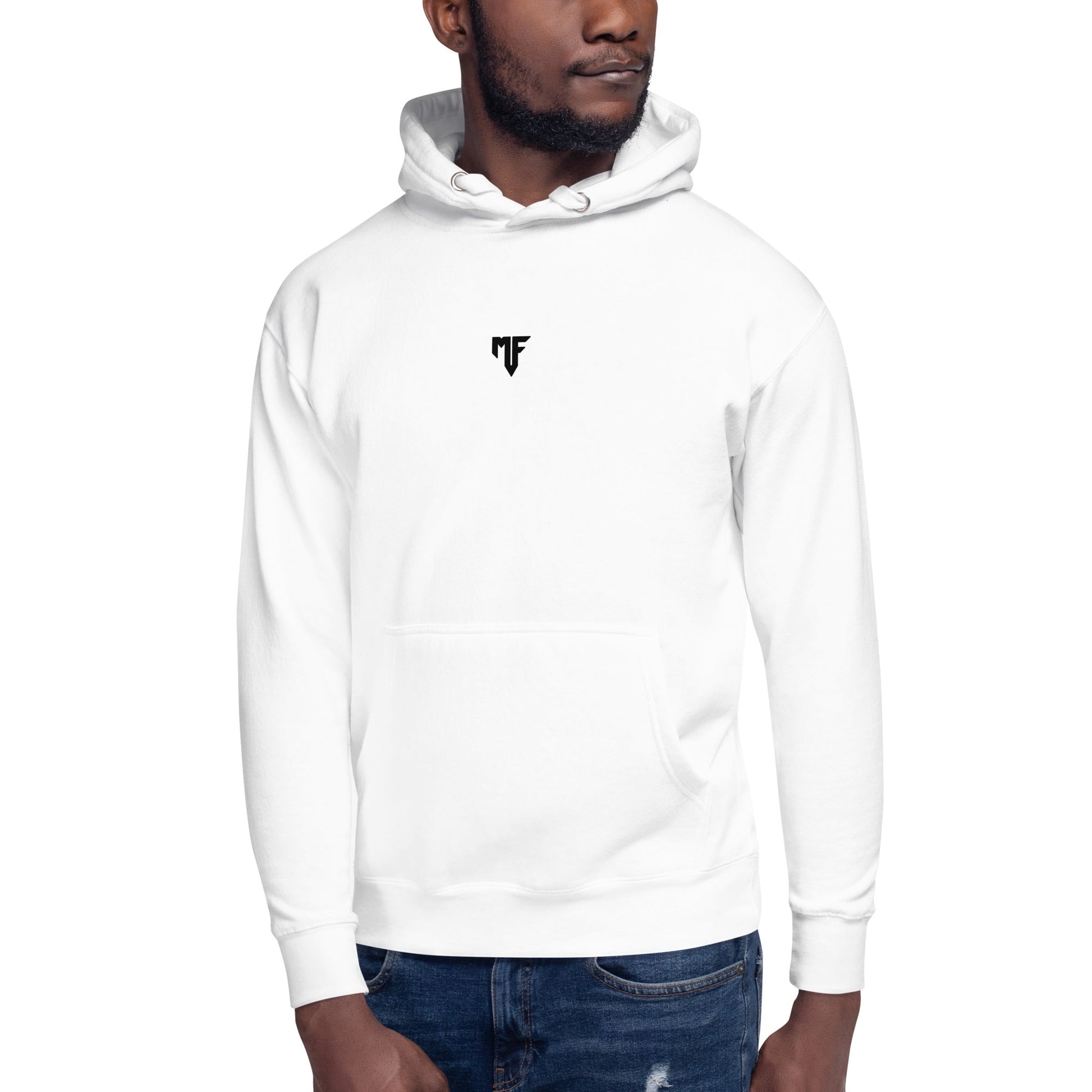 Unisex MF Central Print Hoodie - White - MF Clothing